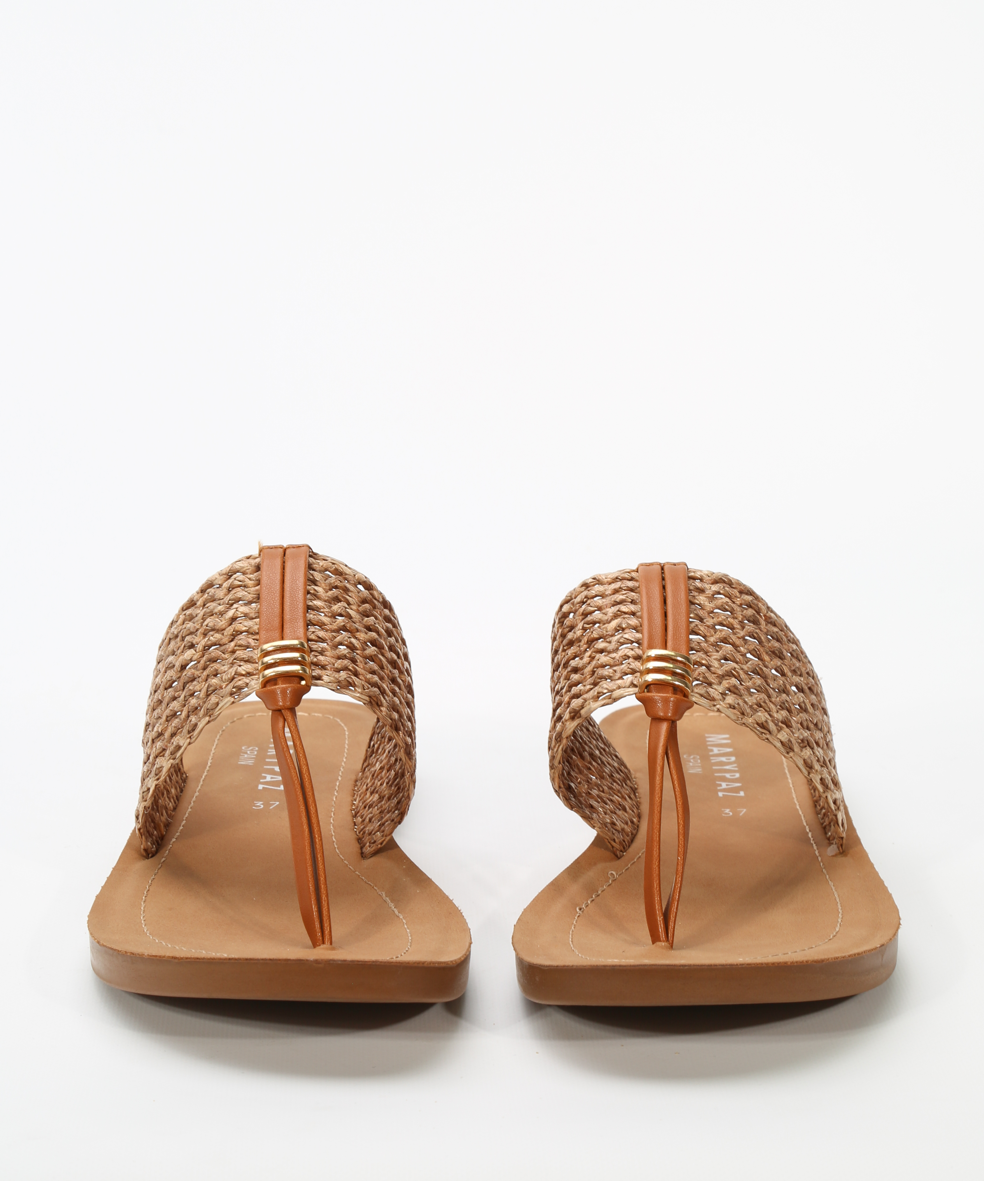 Sandalias planas rejilla rafia image number null